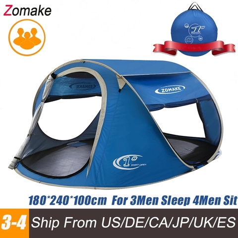 ZOMAKE-tienda de campaña para la playa, carpa grande y automática, ligera e instantánea, para senderismo, Camping, para 3 personas, impermeable, plegable ► Foto 1/6