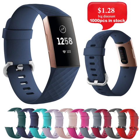 Correa de silicona para Fitbit Charge 3 4, repuesto de correa deportiva, accesorios para reloj inteligente Fitbit D18 ► Foto 1/6