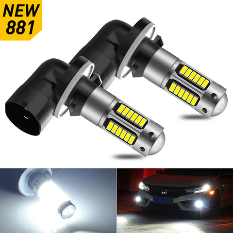 2 uds H27 881 880 H1 H3 Led luces antiniebla LED de coche bombillas de faros DC12V 1200LM 6000K blanco luz antiniebla para coche conducción lámpara corriente ► Foto 1/6