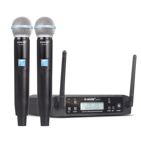 Micrófono inalámbrico G-MARK D4, sistema UHF profesional, 2 canales, frecuencia automática 80M, para fiesta, escenario, Iglesia ► Foto 1/6