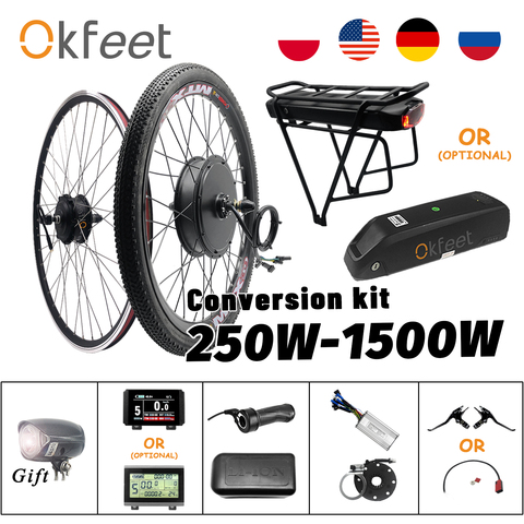 Kit de conversión de bicicleta eléctrica, con batería, Motor de rueda, 48V, 2022 W, 500W, 1000W, 36V, 1500W, 250W ► Foto 1/6