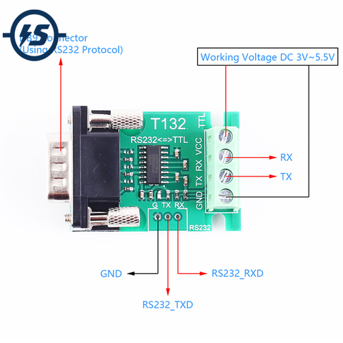 Convertidor de Bus TTL UART para RS232, Analizador de datos RS232 a UART, Terminal de tornillo DB9 Enchufe macho + tornillo macho DB9 ► Foto 1/6