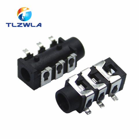 Conector de Audio PJ-313D PJ313 SMD, 6 pines, SMT, 3,5mm, hembra, color negro y verde, 10 Uds. ► Foto 1/3