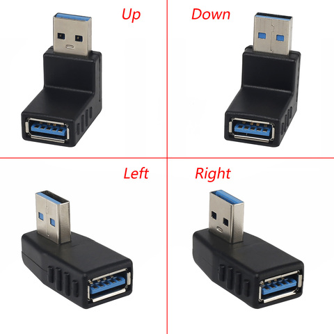 Conector de transmisión de alta velocidad para portátil y PC, adaptador macho A hembra de 90 grados en ángulo izquierdo-derecho USB 3,0 A, envío directo ► Foto 1/6