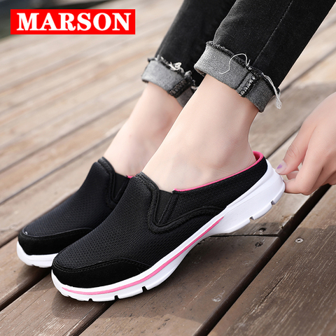 MARSON-zapatos planos informales para mujer, zapatillas transpirables de malla para caminar, ligeras, cómodas, para exteriores, de talla grande ► Foto 1/6