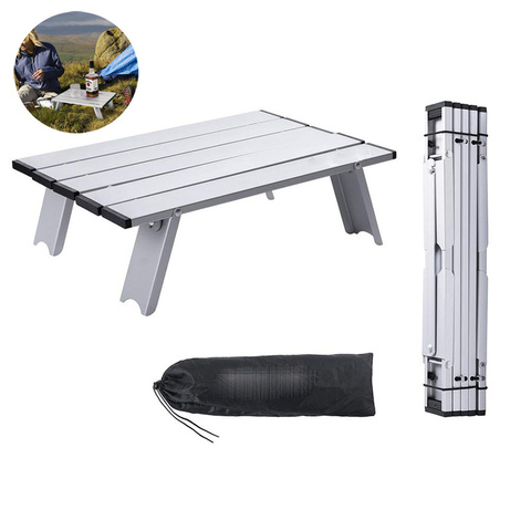 Potable de Metal Mini Rolling plegable de aluminio mesa de Camping plegable Camping escribiendo mesas escritorio ligero mesa de Picnic ► Foto 1/6
