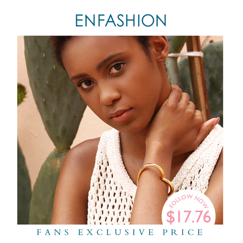 ENFASHION-pulsera de latón con forma de corazón para mujer, brazalete, Color dorado, regalo para amigos, 2022 ► Foto 1/6