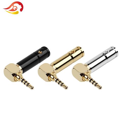 QYFANG 2,5mm auricular enchufe Audio Jack 4 polos adaptador de empalme de Metal HiFi auriculares estéreo línea de soldadura de 90 grados conector de cable ► Foto 1/6