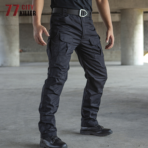 77 pantalones tácticos de asesino de la ciudad para Hombre, pantalones de combate resistentes al agua para Hombre, pantalones de trabajo elásticos con múltiples bolsillos SWAT Cargo, talla S-2XL para Hombre ► Foto 1/6