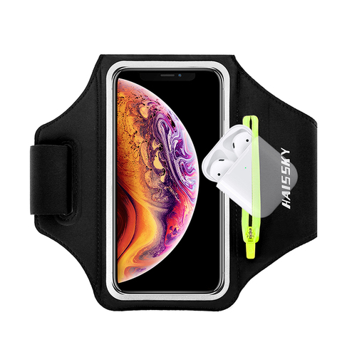 Brazalete deportivo para correr, funda de teléfono con soporte de mano, cremallera, bolsillo para llave de coche, bolsa para auriculares, Airpods Pro, iPhone, Samsung ► Foto 1/6