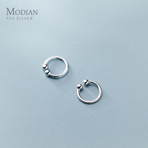 Modian-pendientes de Clip de Plata de Ley 925 para mujer, cuentas simples, Clips clásicos, joyería fina, regalo ► Foto 1/5
