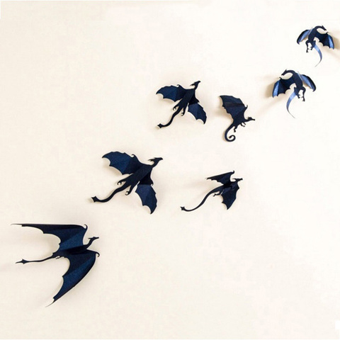 Pegatinas de pared góticas 3D de dragones para habitación de niños, decoración de dormitorio, 7 unids/lote ► Foto 1/6