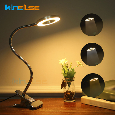 Lámpara de escritorio portátil con Clip LED, abrazadera de atenuación Flexible de 10 niveles, lámpara de mesa recargable por USB para lectura nocturna, luz de mesita de noche de maquillaje ► Foto 1/6