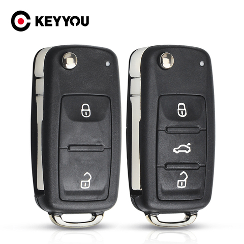 KEYYOU-carcasa de mando a distancia para coche, reemplazo de 2/3 botones para VW Volkswagen Skoda Octavia Golf Mk6 Tiguan Polo Passat CC SEAT ► Foto 1/6