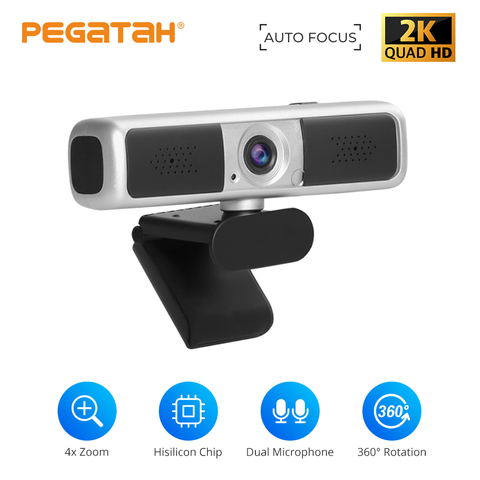 Cámara Web de enfoque automático, Webcam 2K 4X 1080p con micrófono para cámara Web 4k, cámara Web para pc usb, cámara Web HD 1080p 60fps ► Foto 1/6