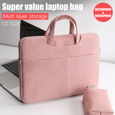 Bolso de piel sintética para ordenador portátil, maletín de transporte para Macbook Air 13,3 14 15,6 pulgadas, para hombre y mujer ► Foto 1/6