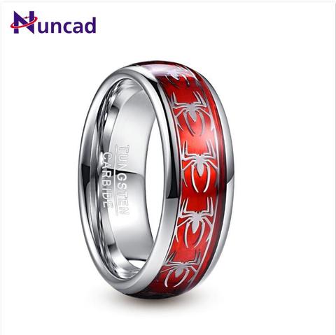 NUNCAD-Anillo de boda de acero Tungsteno para hombre, sortija de 8mm de ancho con incrustaciones de papel ópalo rojo y motivo de araña, 2022 T227R ► Foto 1/4