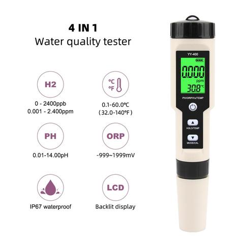 Medidor Digital de agua potable 4 en 1, YY-400 de calidad del agua con concentración de iones de hidrógeno, PH/ORP/H2 y TEM ► Foto 1/6