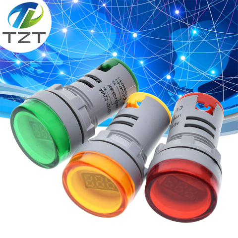 TZT 22MM AD16 tipo AC60-500V Mini medidor de voltaje de pantalla Digital LED AC indicador voltímetro de luz/luz de la lámpara piloto rojo, verde, amarillo ► Foto 1/6