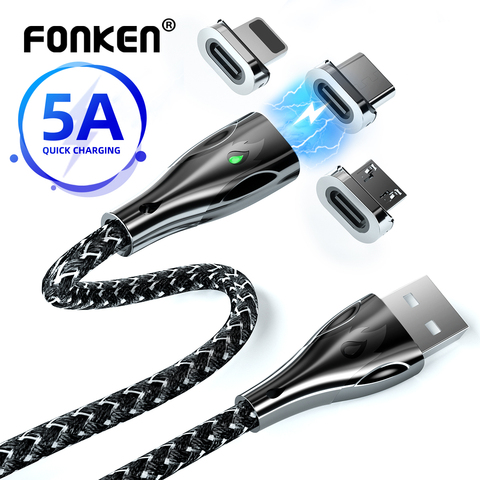 FONKEN-Cable magnético USB tipo C 5A, Cable de carga súper rápida, Micro usb de 2m, Cable magnético de cargador rápido para Iphone ► Foto 1/6