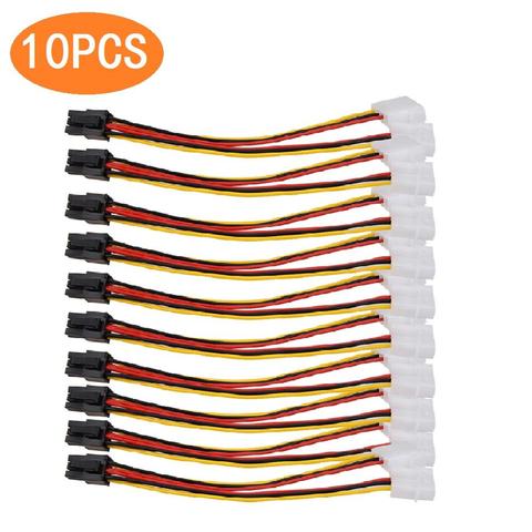 Adaptador de Cable de alimentación para tarjetas de vídeo, 2 IDE Dual, 4 pines, Molex IDE macho a 6 pines hembra PCI-E Y Molex IDE, 10 Uds. ► Foto 1/6