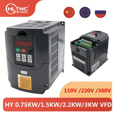 Unidad de frecuencia Variable de 0-400Hz 3P de salida 0.75KW 1.5KW 2.2kw 3KW VFDHuanyang inversor para motor de eje de CNC control de velocidad ► Foto 1/6