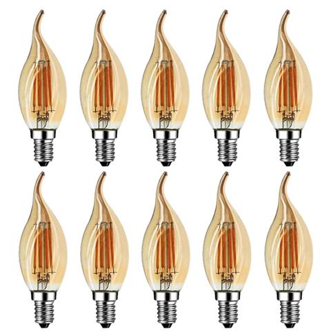 Grensk 4W regulable LED filamento de la bombilla de luz con forma de vela 2200K E14 candelabros Base forma de llama punta 25W equivalente incandescente C35 ► Foto 1/6