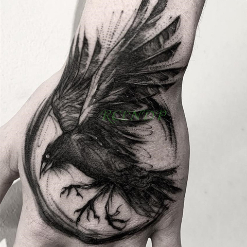 Tatuaje temporal a prueba de agua para hombres y mujeres, pegatina de tatuaje falso de ala de águila, tatuajes artísticos de tamaño medio para brazo y mano ► Foto 1/6