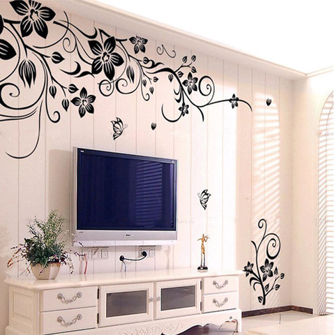 2022 pegatinas de pared moda hermoso vinilo extraíble DIY flores vid calcomanía artística mural Stikers para la decoración de la pared de la sala de estar ► Foto 1/6