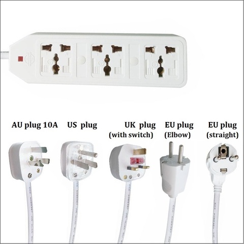 Adaptador de viaje Universal para enchufe de UE, EE. UU., Au y Reino Unido, tira de potencia de salida de CA, cable de extensión de multifunción 0,5/1/1.5/2/3/5m 3500W ► Foto 1/6