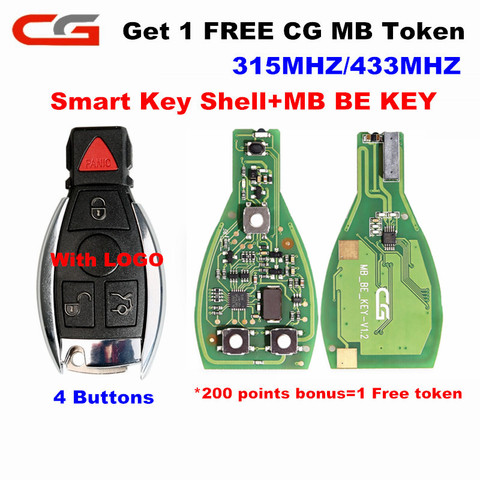CG-carcasa de llave inteligente para mercedes-benz, CGDI MB BE KEY PRO(1 ficha gratis MB) 433/315MHZ, interruptor V1.2, 3/4 botones con logotipo ► Foto 1/6