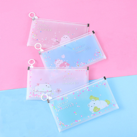 Bolsa de almacenamiento de bolsas de lápiz con arena movediza, estuche de lápices Kawaii de dibujos animados, suministros escolares, papelería ► Foto 1/6