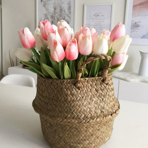 5/10/20 Uds flor Artificial de tulipán Real tacto Artificial falso ramo de flores para regalo de flores decorativas para boda ► Foto 1/6