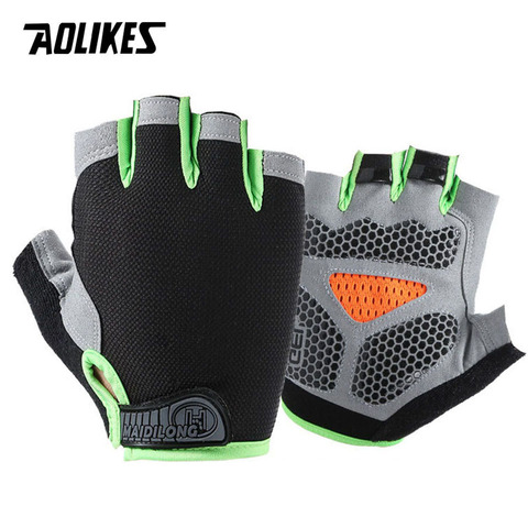 AOLIKES-guantes de ciclismo antideslizantes, para acampar, senderismo, gimnasio, Fitness, medio dedo ► Foto 1/6