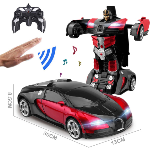 Coche teledirigido de 29CM 1:14 a 2,4 Ghz, coche que se transforma, Robot eléctrico, deformación, Control remoto por gestos musicales, juguete para niño B01 ► Foto 1/6