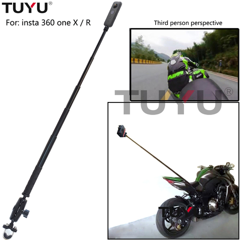 TUYU-Soporte de cámara de acción para manillar de motocicleta, palo selfie invisible para moto, montaje en espejo, para Insta360 One R ► Foto 1/6