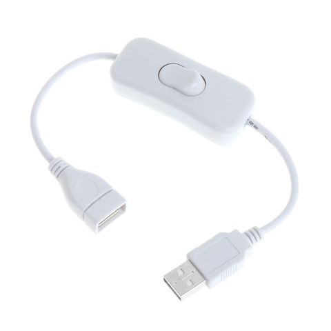 Cable USB de 28cm, extensor de extensión macho A hembra, color blanco con interruptor de encendido y apagado, 1 unidad ► Foto 1/6