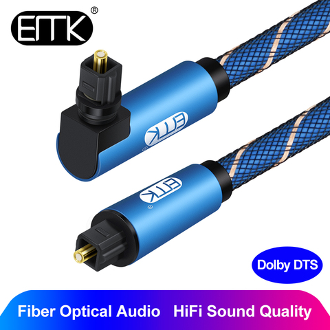 EMK-Cable óptico de ángulo recto SPDIF, 90 grados, 1m, 1,5 m, 2m, 3m, Cable óptico blanco, azul, DVD, Xbox, TV, Blu-ray ► Foto 1/6