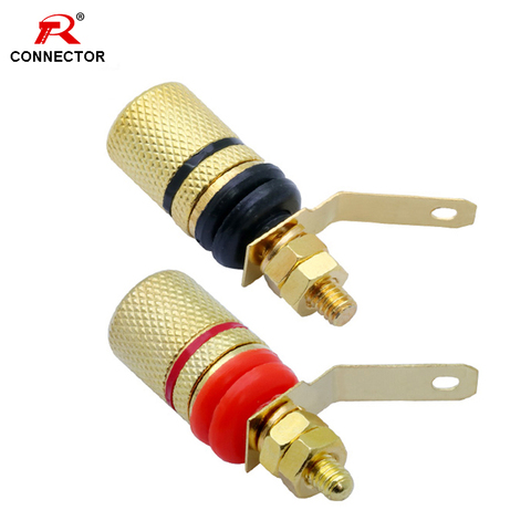 2 piezas/1 par chapado en oro altavoz amplificador vinculante Post Terminal conectores Banana conector adecuado para 4mm banana tapones de conector ► Foto 1/6