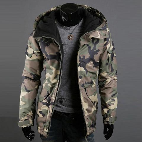 Chaqueta cálida de invierno para hombre, abrigo grueso con estampado de camuflaje, bolsillos, cremallera, manga larga ► Foto 1/6