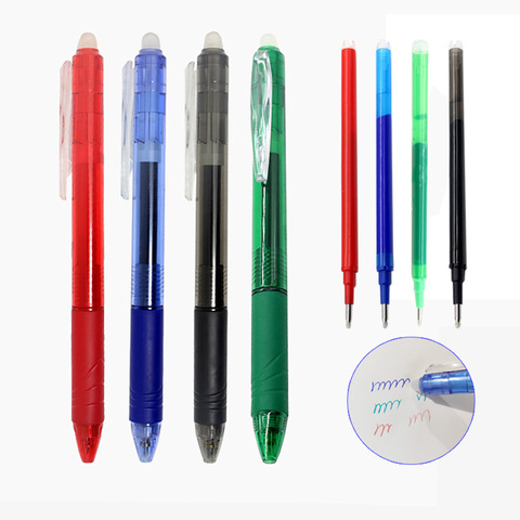 Juego de bolígrafos de Gel borrables para oficina, 0,5mm, botón de presión deslizante, bolígrafo borrable recargable mágico, varillas de tinta roja/azul/negro/verde, papelería escolar ► Foto 1/6