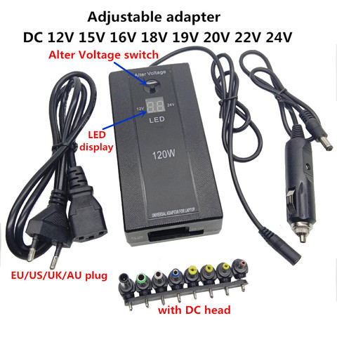 120W pantalla tensión regulable Adaptador 12V 15V 16V 18V 19V 20V 22V Universal 24V Adaptador/cargador de energía AC para el ordenador portátil del cuaderno ► Foto 1/6