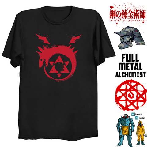Acero camisa de alquimista Edward Elric Camiseta 100% algodón T camisas Alphonse Elric T camisa Manga Anime camiseta ► Foto 1/6