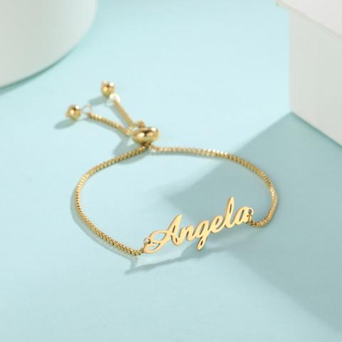 Teamer Pulseras de nombre personalizado para mujeres y niñas, regalos de joyería de moda únicos de acero inoxidable personalizados ajustables ► Foto 1/6