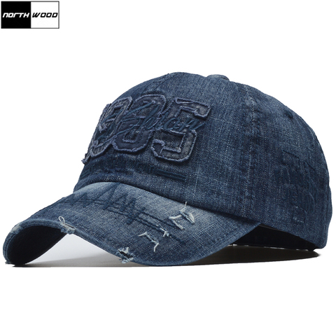 [NORTHWOOD] 100% de algodón de los hombres de la marca de las mujeres gorra de béisbol de alta calidad lavado gorra Denim 1985 Snapback sombreros al aire libre sombrero de papá ► Foto 1/6