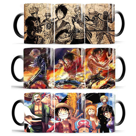 Tazas de café de una pieza, 1 Uds., 350mL, taza de té con cambio de Color, Luffy Zoro, dibujos animados, novedades para regalos, fiesta de cumpleaños, varios estilos ► Foto 1/6