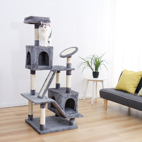 H176CM entrega rápida Gato árbol casa con colgante Bola de juguete para gato muebles poste para rascar de gato para gato gatito escalando marco gato Condo ► Foto 1/6