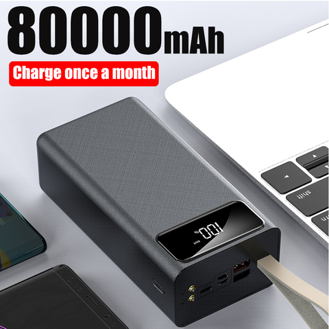 Banco de energía de 80000mah, Led, 2 USB, cordón, linterna de batería externa, pesca al aire libre, cargador portátil de teléfono celular para Xiaomi ► Foto 1/5