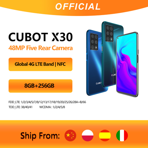 Cubot X30 Smartphone 48MP cinco Cámara 32MP Selfie 6 + 128GB/8GB + 256GB NFC 4200mAh batería 6,4 