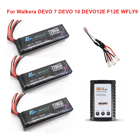 Limskey 11,1 V 2200mAh batería de LiPo para Walkera DEVO 7 DEVO 10 DEVO12E F12E WFLY9 de radioenlace AT9 AT10 transmisor 3S batería de 11,1 v ► Foto 1/4